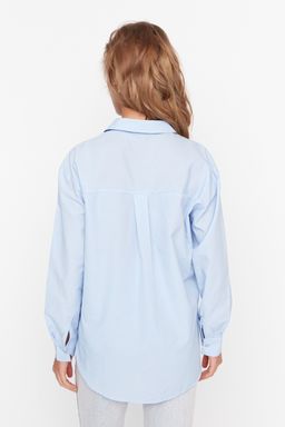 Mavi Loose Fit Pamuklu Dokuma Gomlek TWOAW20GO0107