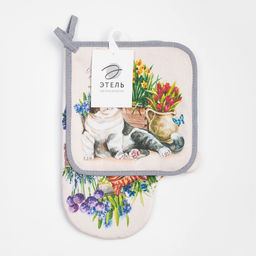 Набор кухонный Любимая бабушка варежка-прихватка 20х28см, прихватка 19х19см, 100% хлопок - Этель фото 6