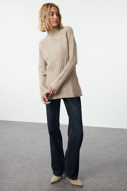 Antrasit Yumusak Dokulu Orgu Detayl? Dik Yaka Dikissiz Triko Kazak TWOAW25KZ00049 - Trendyolmilla фото 9