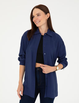 Lacivert Oversize Uzun Kollu G_mlek