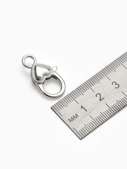 Цена за 2 шт. Замок-карабин Сердечко гладкое, (набор 3 шт.), 14?26 мм, цвет серебро