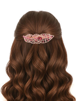 Цена за 2 шт. Заколка-автомат для волос «Маргарет», листочек, 9 см, золото