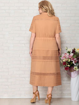 Белорусское платье с шитьем из хлопка - Almond фото 2