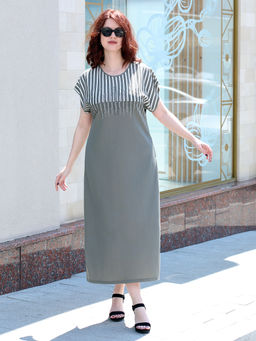 Платье летнее длинное больших размеров со стразами - Almond фото 10