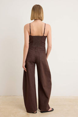 Kahverengi Ask_l_ Az Esnek Baggy Fit Denim Tulum TWOSS26TU00001 - Trendyolmilla фото 4