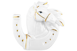 Фигурка декоративная 9*3*8,5 см Лошадь и подкова белая с золотом, фарфор - Elan gallery фото 3