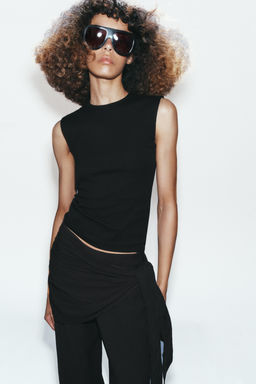 CAMISETA MANGA SISA / Negro - Zara фото 2