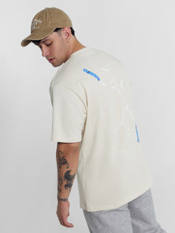 Футболка мужская бежевая с печатью белый песок +печать2 111846