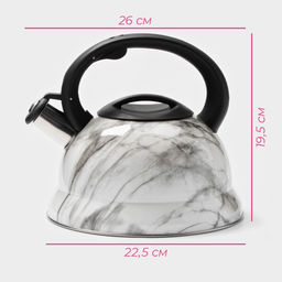 Чайник Доляна «Каррар», 2.8 л, со свистком, нержавеющая сталь, серый