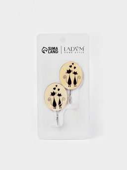 Набор самоклеящихся крючков LaDоm Wooden animals, 2 шт., 82.74.3 см