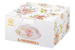 Блинница 23*23*9,5 см "Яблоневый цвет на белом" фарфор NEW BONE CHINA