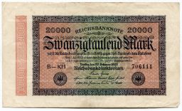 Банкнота 20000 марок 1923 года Германия