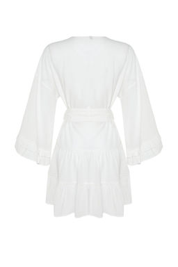 Plaj Giyim Beyaz Kusakl? Mini Dokuma F?rf?rl? Kimono&Kaftan TBESS24KM00032 - Trendyolmilla фото 9