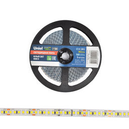 ULS-2835-168LED/m-10mm-IP20-DC24V-14W/m-5M-4000K Гибкая светодиодная лента на самоклеящейся основе. Катушка 5 м. в герметичной упаковке. Белый свет (4000K). ТМ Uniel.