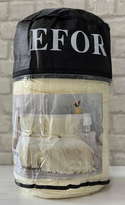 КПБ EFOR SATIN с одеялом с рюшами KREM крем евро