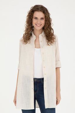 Женская рубашка цвета хаки с длинным рукавом светлого цвета - U.s. polo assn фото 8