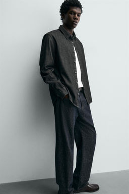 CAMISA RELAXED FIT DENIM / Negro - Zara фото 6