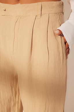 Gul Kurusu %100 Keten Pileli Yuksek Bel Wide Leg Pantolon TWOSS24JE00245 - Trendyolmilla фото 31