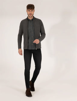 Gri Melanj Slim Fit Fermuarl_ Triko H_rka - Pierre cardin фото 4