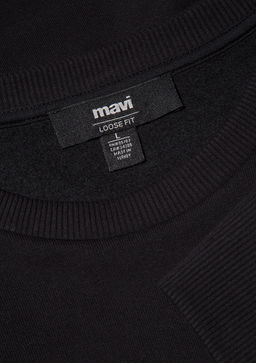 Bisiklet Yaka Siyah Basic Sweatshirt - Mavi фото 6