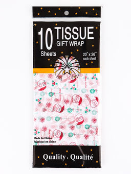 Цена за 10 шт. Бумага новогодняя упаковочная тишью Дед Мороз!, белая, 50?66 см