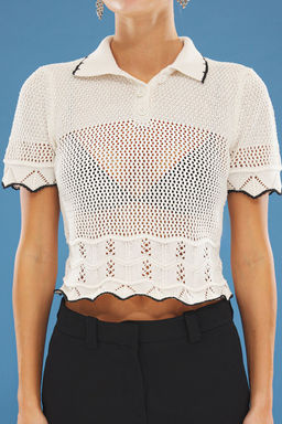 Ekru Bebe Yaka Ajurlu Bluz TWOSS25BZ00198 - Trendyolmilla фото 4