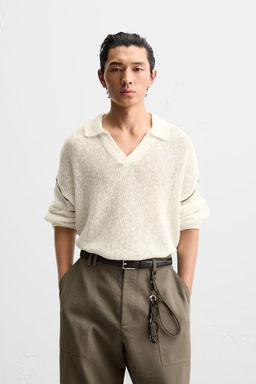 COTTON - LINEN KNIT POLO SHIRT - Zara фото 2