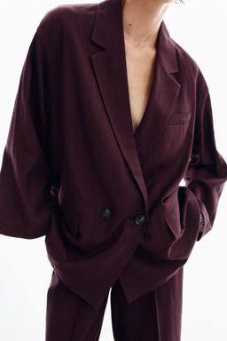 BLAZER CRUZADA CON LINO / Berenjena - Zara фото 8
