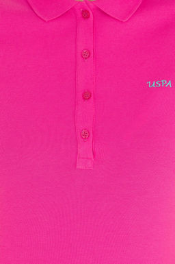 U. S. Polo Assn Женская базовая футболка цвета фуксии с воротником-поло - U.s. polo assn фото 6