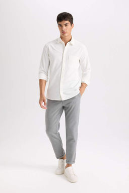 Мужские серые брюки скинни с мятым принтом Jogger - Defacto фото 3