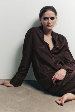 CONTRAST STRIPED PYJAMA SHIRT - Zara фото 4