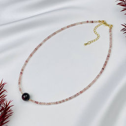 Чокер из Клубничного кварца и Граната 38 см +