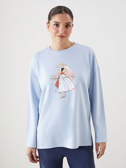 Bask?l? Oversize Kad?n Sweatshirt Tunik