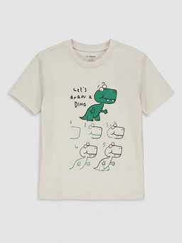 Bisiklet Yaka Dinozor Bask?l? Erkek ?ocuk Ti??rt
