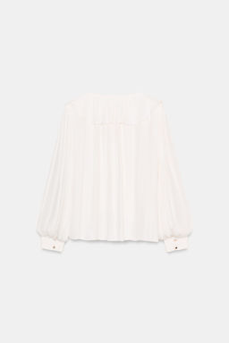 SATIN BLOUSE WITH RUFFLES AND SHOULDER PADS - Zara фото 9