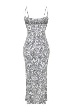 Ekru Degaje Yaka Saten Maxi Dokuma Elbise TWOSS24EL00236 - Trendyolmilla фото 8