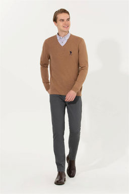 Мужской коричневый трикотажный свитер Basic - U.s. polo assn фото 9