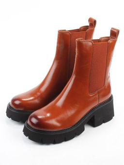 01-BE22B-4C BROWN Ботинки демисезонные женские (натуральная кожа, байка)