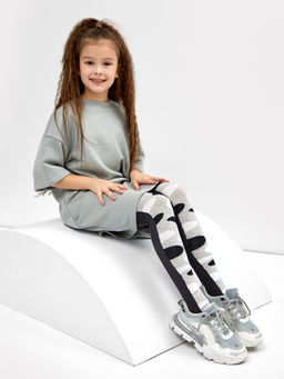 Цена за 3 пары! Колготки детские серого цвета с рисунком