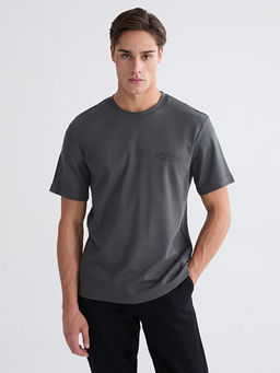 Bisiklet Yaka Bask?l? Erkek Ti??rt