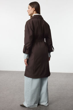 Trendyolmilla Bej Oversize Kusakl? Su Itici Uzun Trenckot TWOAW24TR00019  фото 24