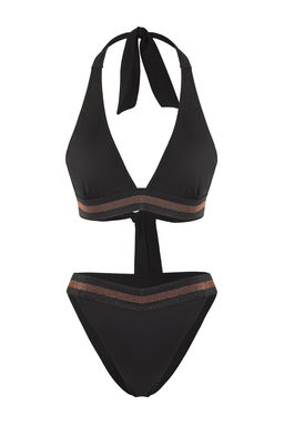 TRENDYOLMILLA Siyah Ucgen Yuksek Bel Regular Bikini Tak?m? TBESS25BT00172 фото 5