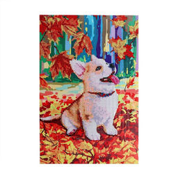 Алмазная мозаика на подрамнике с частичным заполнением «Корги», 20×30 см