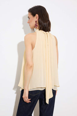 Limited Edition Pudra Yakas? Baglama Detayl? Ucus Ucus Astarl? Sifon Dokuma Bluz TWOSS26BZ00328