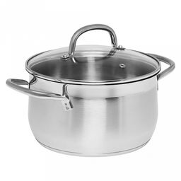 Кастрюля из нержавеющей стали Victoria 2,6л, д16,5см, h11см, s0,5мм, дно s3мм, стеклянная крышка, цветная коробка, Appetite (Китай) Подходит для всех видов плит, включая индукционную. - Домашняя мода фото 2