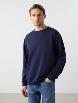 Bisiklet Yaka Uzun Kollu Basic Erkek Sweatshirt
