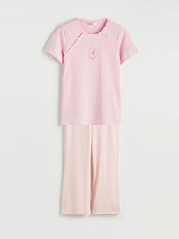 Bisiklet Yaka Bask?l? Hamile Pijama Tak?m