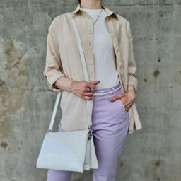 Женская кожаная сумка через плечо с тремя отделениями 0102-3