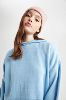 Свитер оверсайз с капюшоном - Defacto фото 5