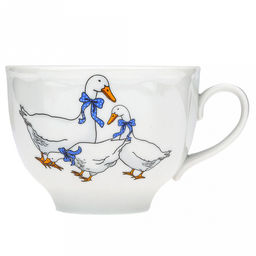 Чашка чайная фарфоровая Гуси новые 275мл, д9см, h7см, форма Гранатовый (Россия) - Домашняя мода фото 2